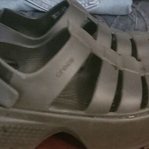 Womens Black Fisherman Crocs. White Womens Platform Crocs. Both For $25. Size 5.